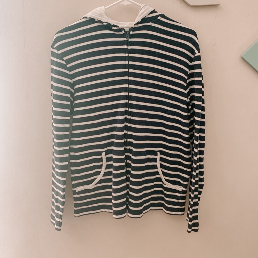 navy and white striped jacket